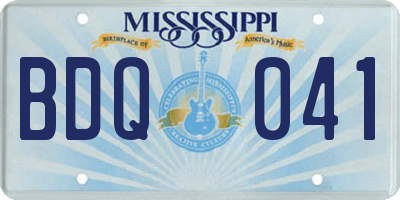 MS license plate BDQ041
