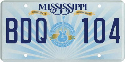 MS license plate BDQ104