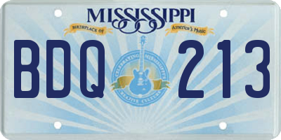 MS license plate BDQ213