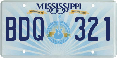 MS license plate BDQ321