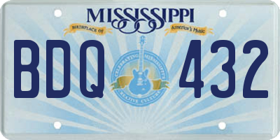 MS license plate BDQ432