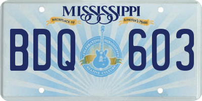 MS license plate BDQ603