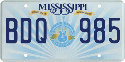 MS license plate BDQ985