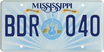 MS license plate BDR040
