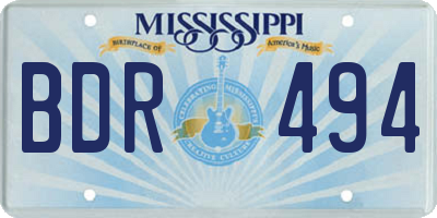 MS license plate BDR494