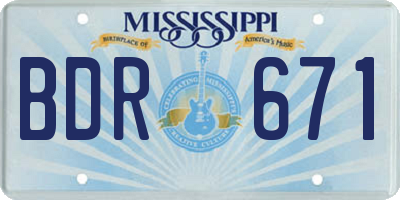 MS license plate BDR671
