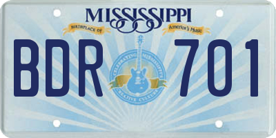 MS license plate BDR701