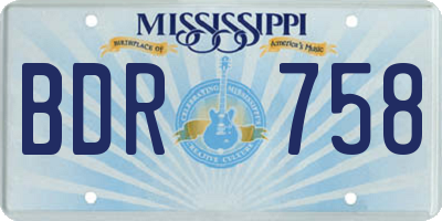 MS license plate BDR758