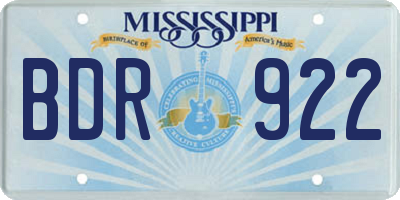 MS license plate BDR922