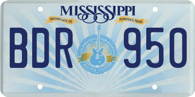 MS license plate BDR950