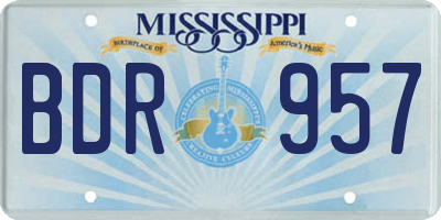 MS license plate BDR957