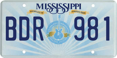 MS license plate BDR981