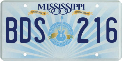 MS license plate BDS216