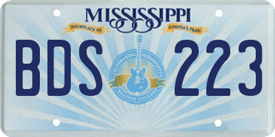 MS license plate BDS223