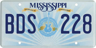MS license plate BDS228