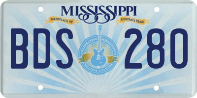 MS license plate BDS280