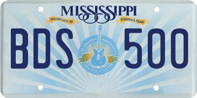 MS license plate BDS500