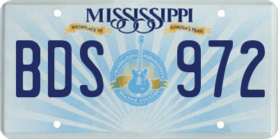MS license plate BDS972