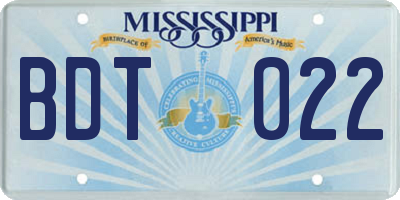 MS license plate BDT022