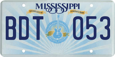 MS license plate BDT053