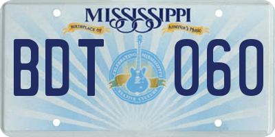 MS license plate BDT060