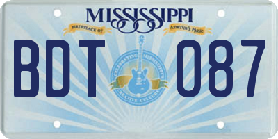 MS license plate BDT087