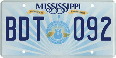 MS license plate BDT092