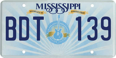 MS license plate BDT139