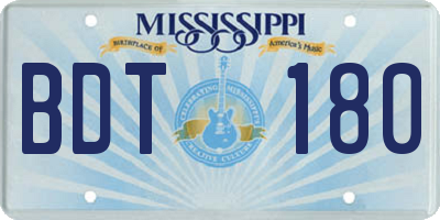 MS license plate BDT180