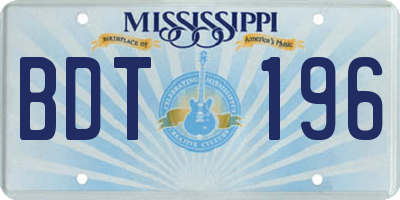 MS license plate BDT196