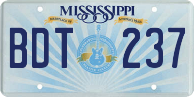 MS license plate BDT237