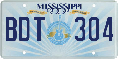 MS license plate BDT304