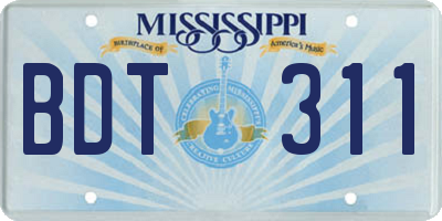 MS license plate BDT311