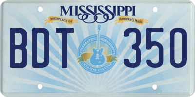MS license plate BDT350