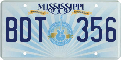 MS license plate BDT356