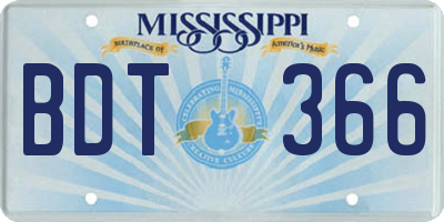 MS license plate BDT366