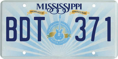 MS license plate BDT371