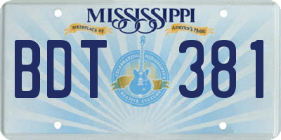 MS license plate BDT381