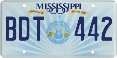 MS license plate BDT442