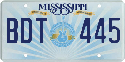 MS license plate BDT445