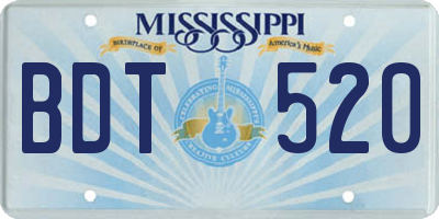MS license plate BDT520