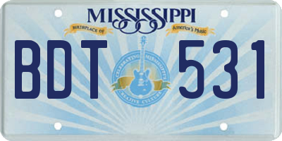 MS license plate BDT531