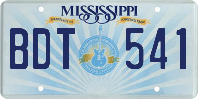 MS license plate BDT541