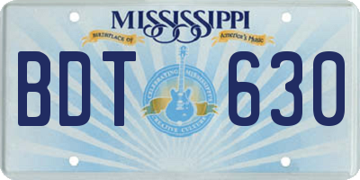 MS license plate BDT630