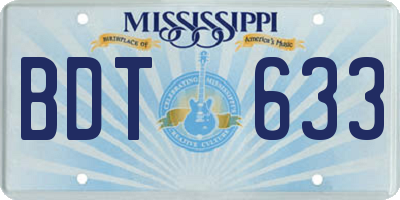 MS license plate BDT633