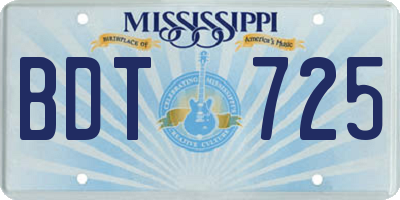 MS license plate BDT725