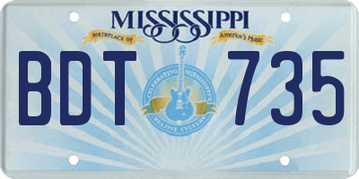 MS license plate BDT735