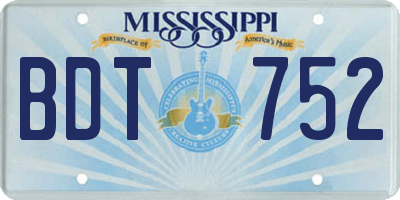MS license plate BDT752