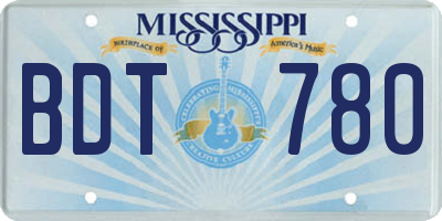 MS license plate BDT780