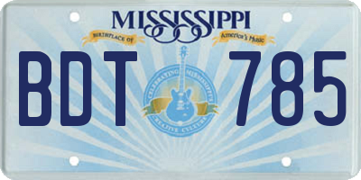 MS license plate BDT785